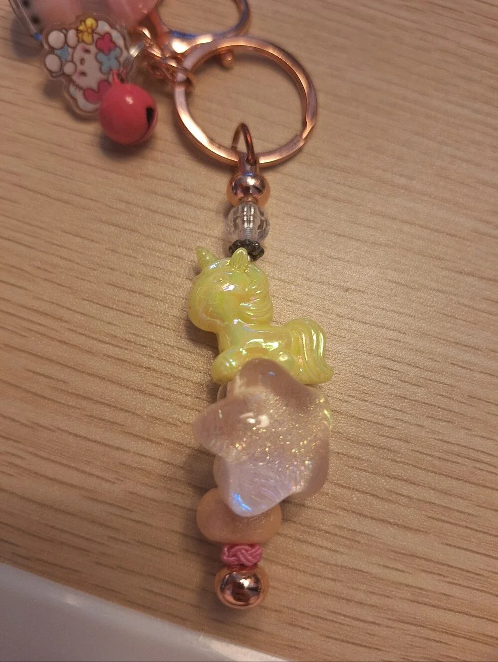 Kitty Bell Unicorn Sparkle Star Colorful Keychain Bag Charm Zipper Pull New